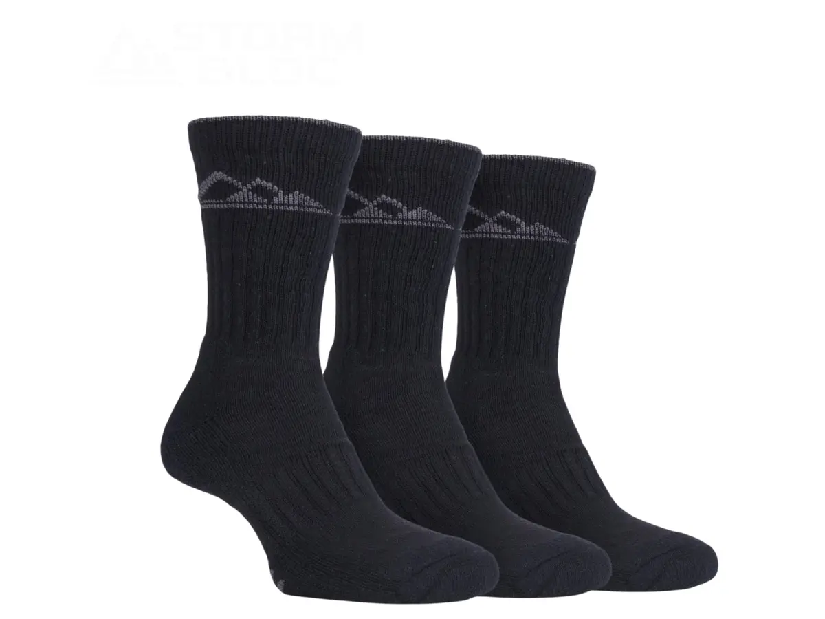 Storm Bloc Mens Luxury Heavy Cushion Boot Socks 6-11 | Charcoal 3 Pack 1