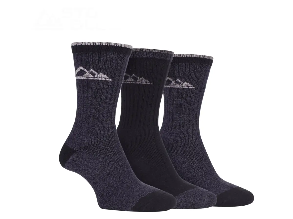 Storm Bloc Womens Marl Cushioned, Crew Length, Boot Socks 4-8 | Black 3 Pack 1