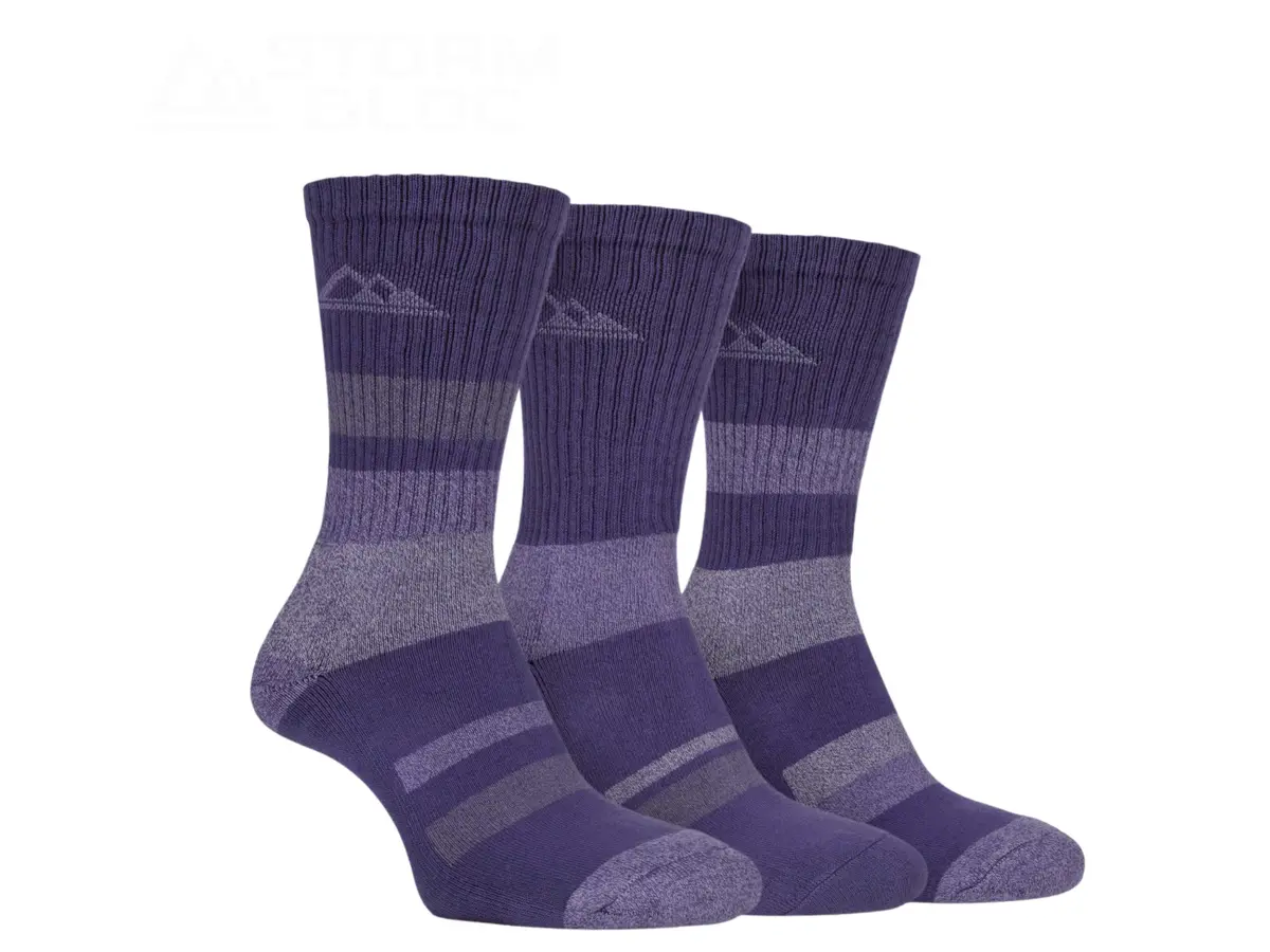 Storm Bloc Womens Stripped Boot Socks 4-8 | *Purple* 3 Pack 1