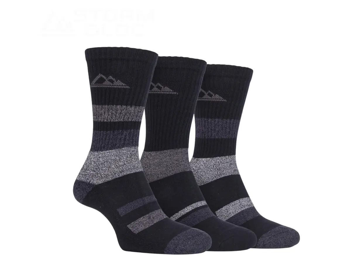 Storm Bloc Womens Stripped Boot Socks 4-8 | *Black* 3 Pack 1