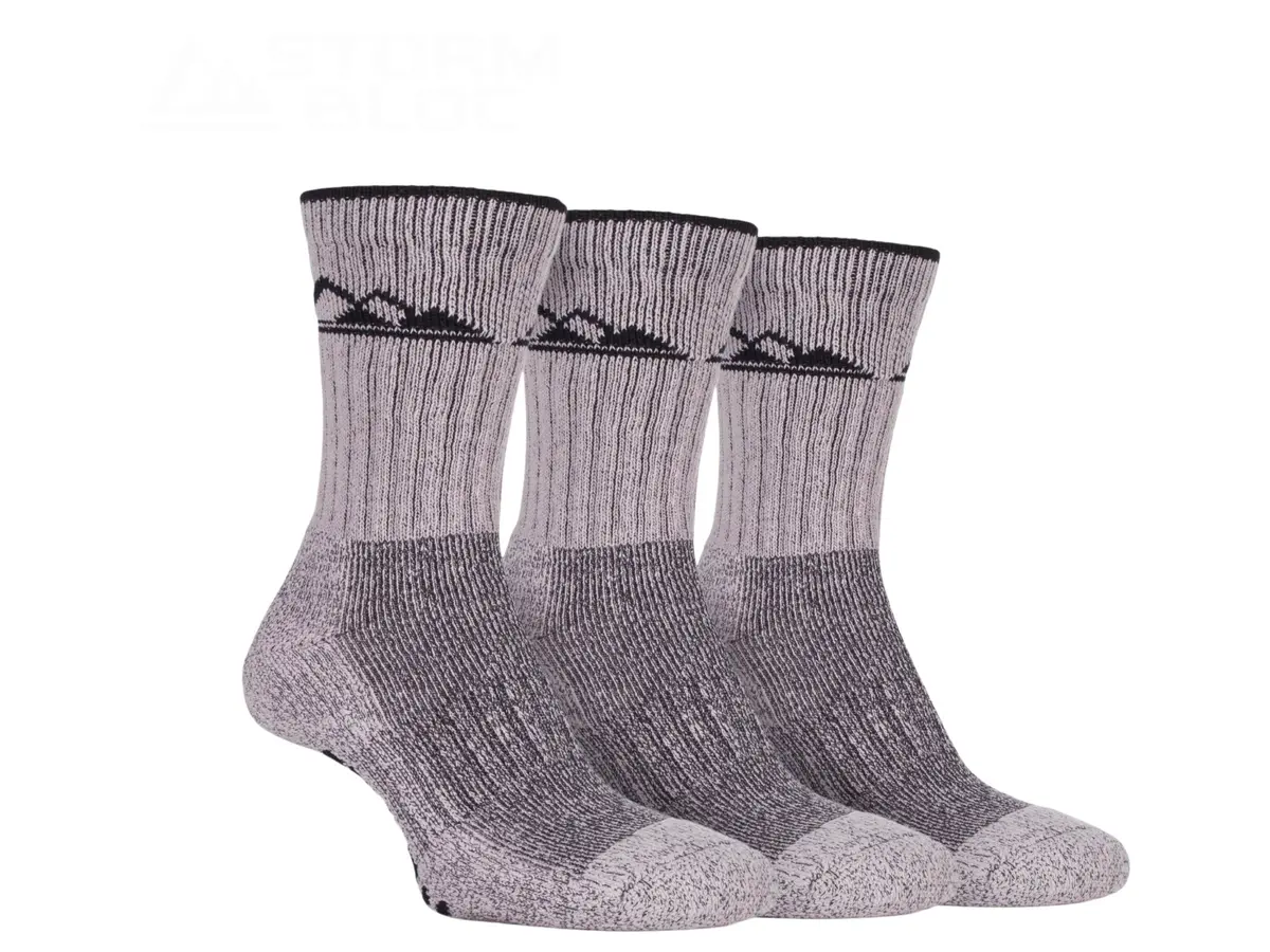 Storm Bloc Womens Luxury Heavy Cushion Boot Socks 4-8 | Grey 3 Pack 1