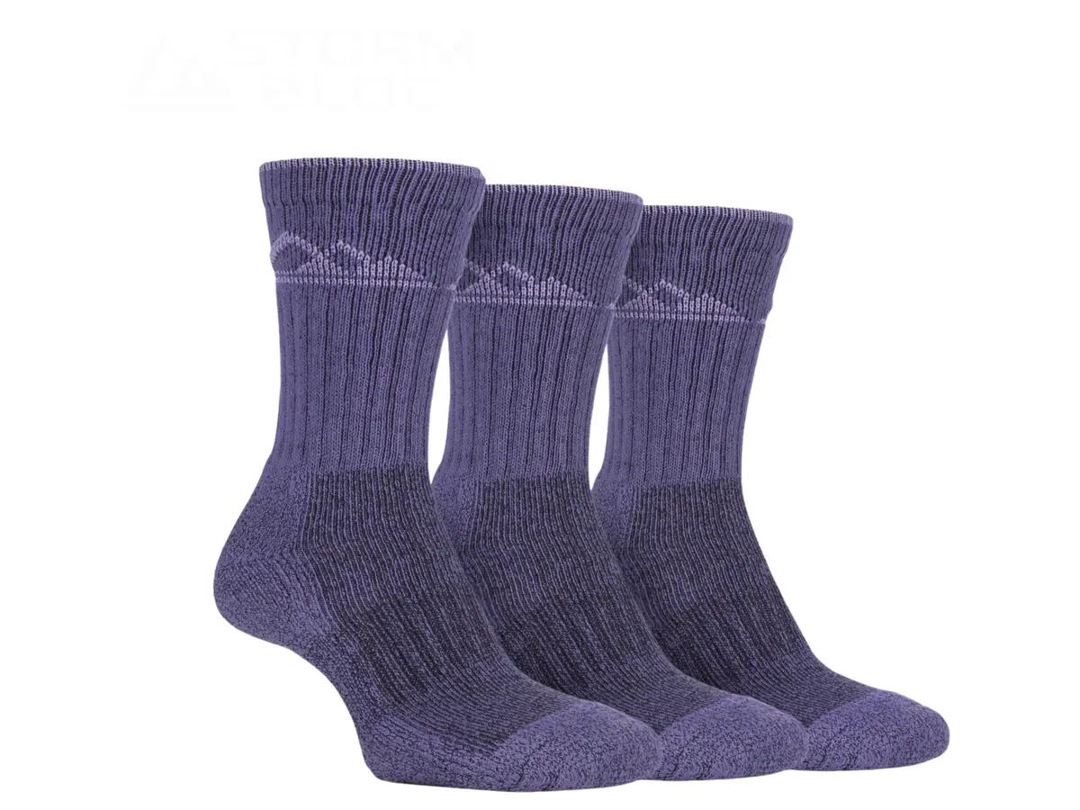 Storm Bloc Womens Luxury Heavy Cushion Boot Socks 4-8 | Purple 3 Pack 1