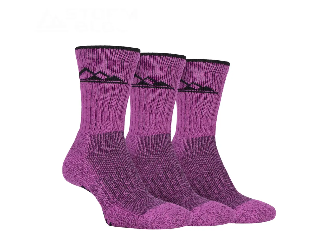 Storm Bloc Womens Luxury Heavy Cushion Boot Socks 4-8 | Pink 3 Pack 1