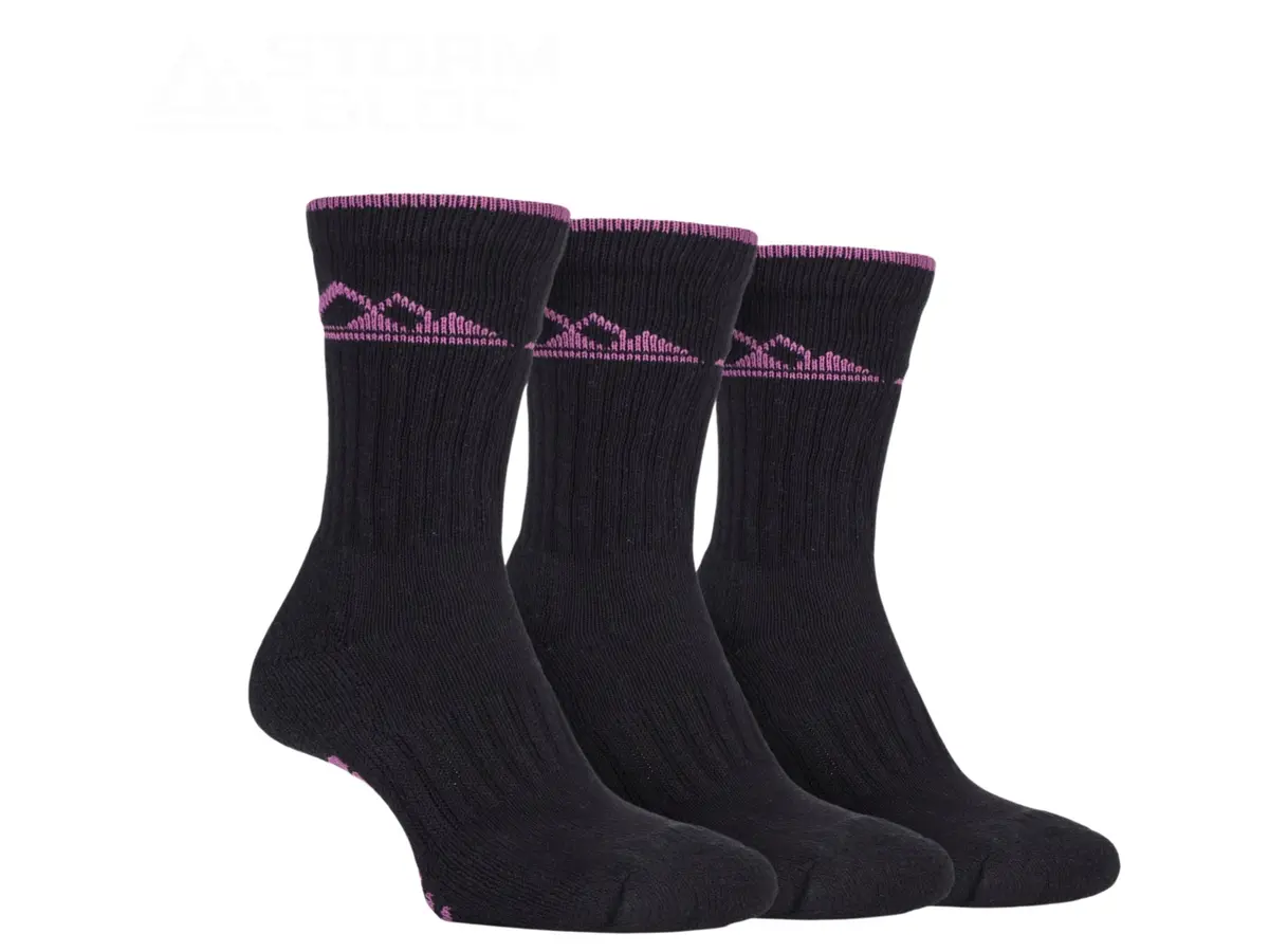 Storm Bloc Womens Luxury Heavy Cushion Boot Socks 4-8 | Black 3 Pack 1