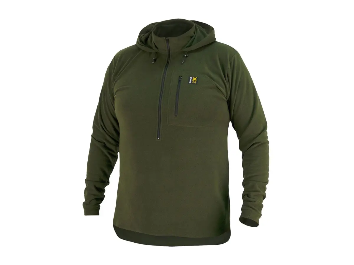 Swazi Brocco Hooded Long Sleeve Fleece Shirt Olive 1