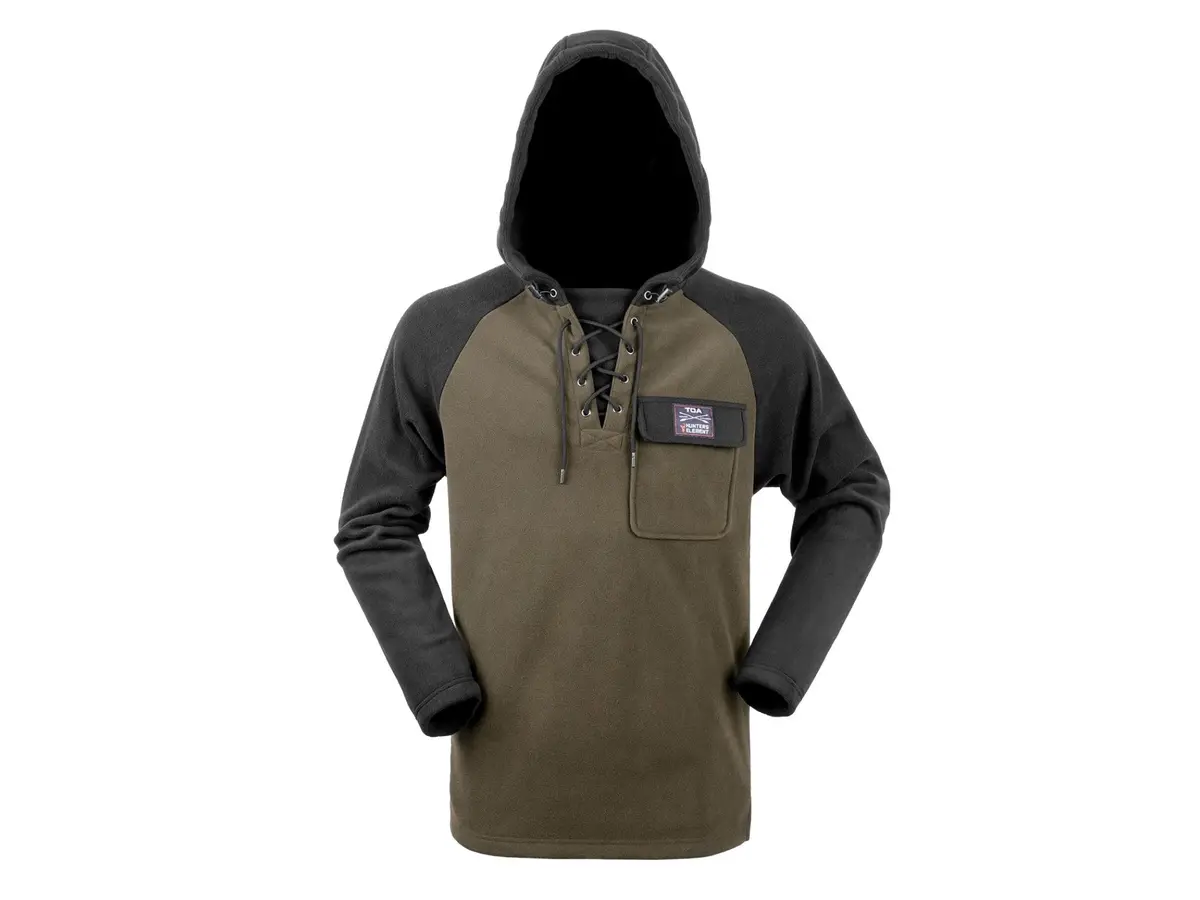 Hunters Element Whakarapu Long Sleeve Top With Hood: Green/Black 1