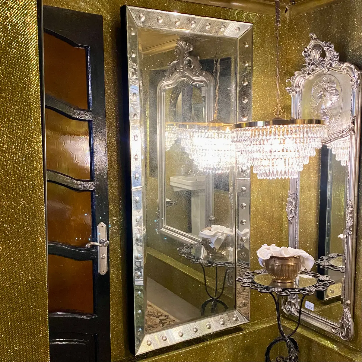 Aged Mirror With Bevelled Bubble Frame - Sold 1