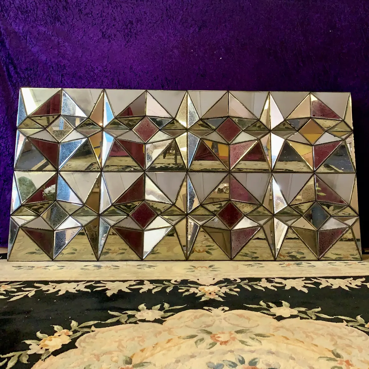 Large Contemporary Mirror With Faceted Glass 1