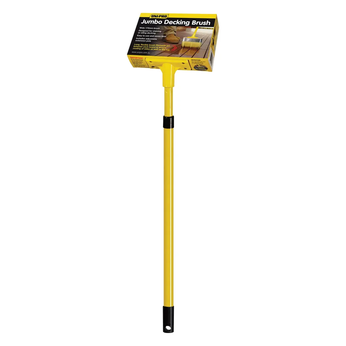 Uni-Pro Jumbo Deck Brush 175Mm With Adjustable Pole Extension Decking Staining 1