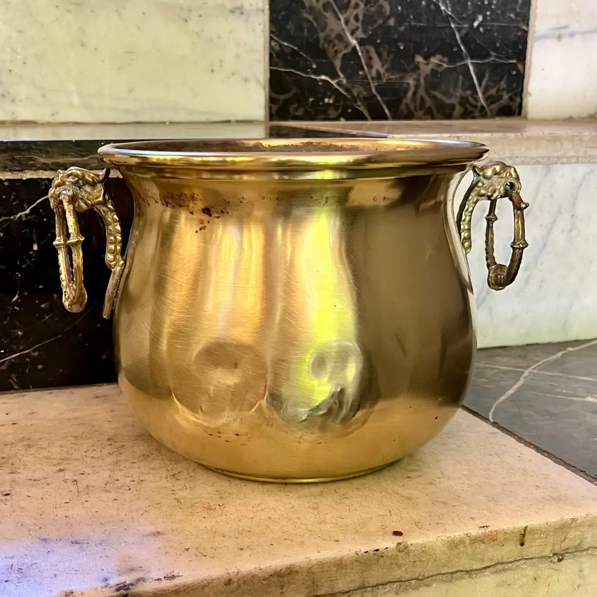 Brass Pot With Dragon Handles 1