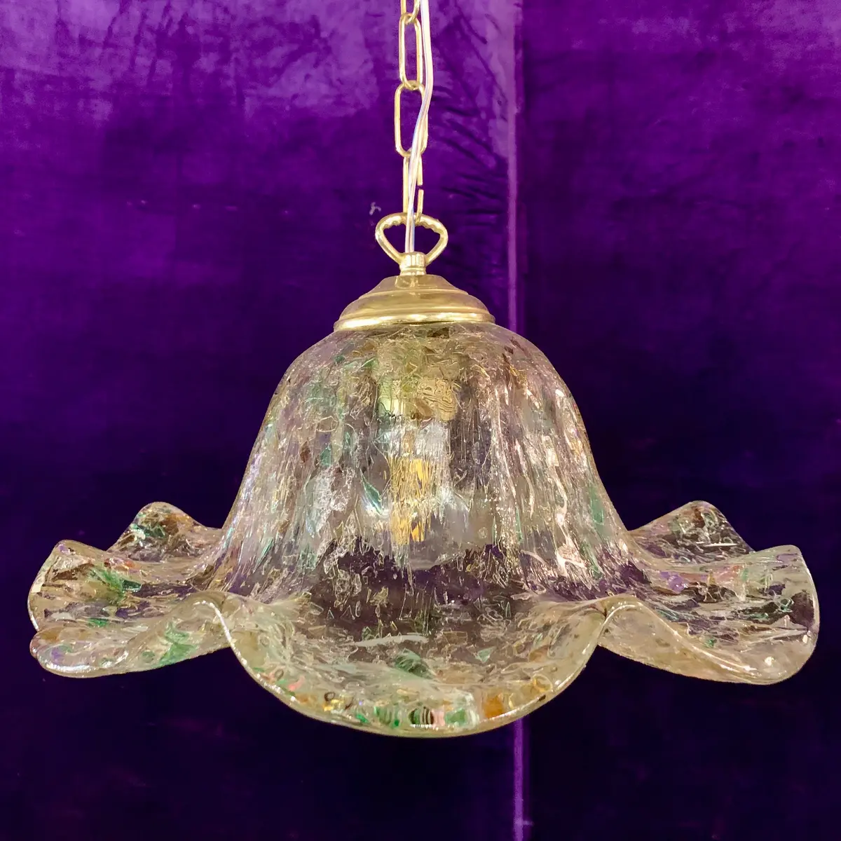 Stunning Blown Glass Murano Pendant With Flecks - Sold 1