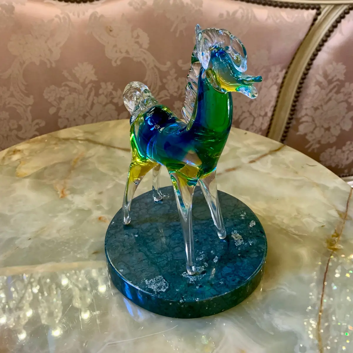 Green And Golden Murano Horse Figurine - Sold 1