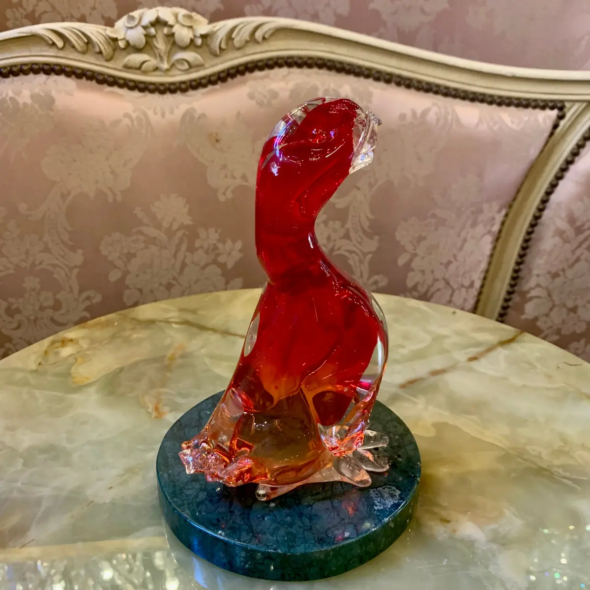 Ombre Orange And Red Murano Duck - Sold 2