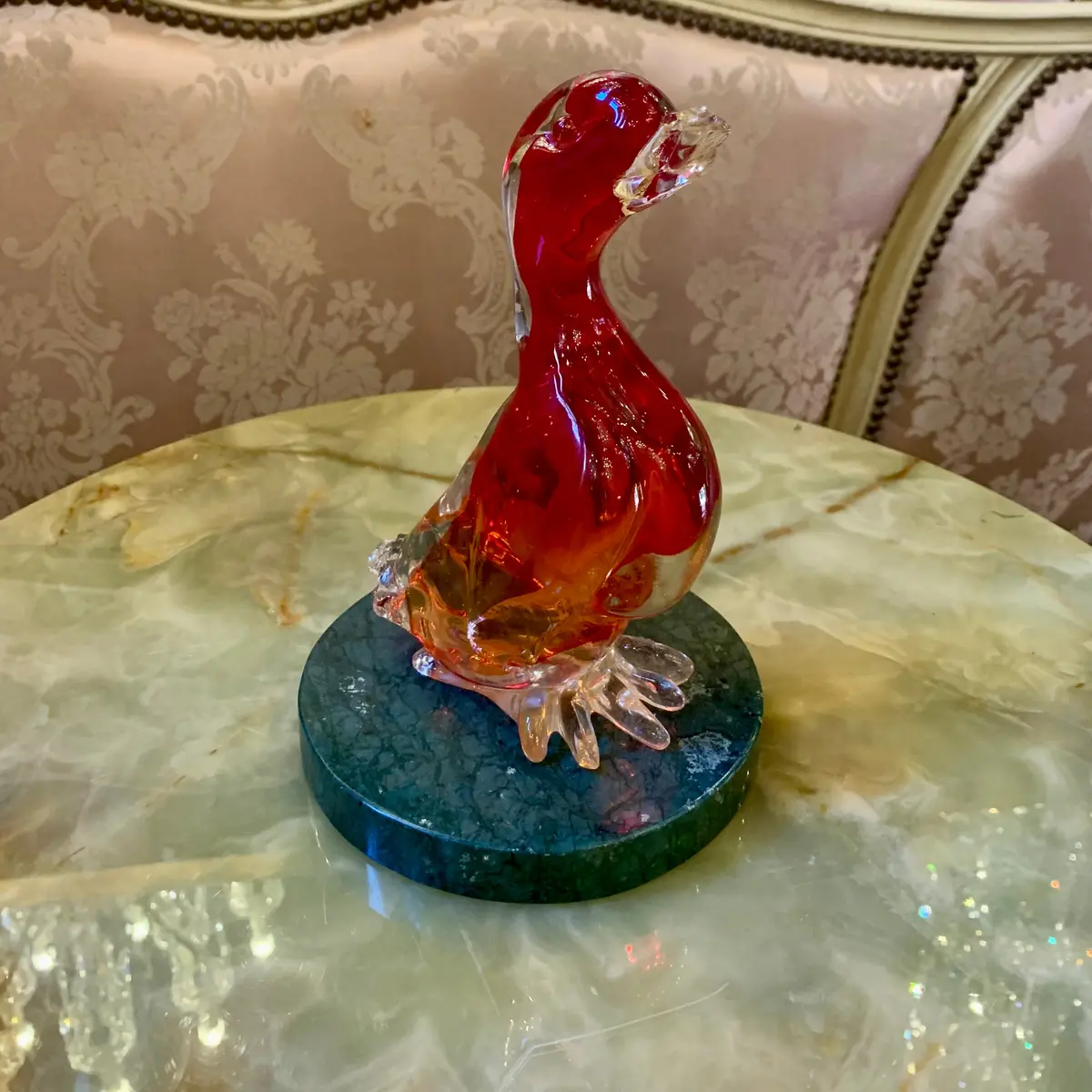 Ombre Orange And Red Murano Duck - Sold 1