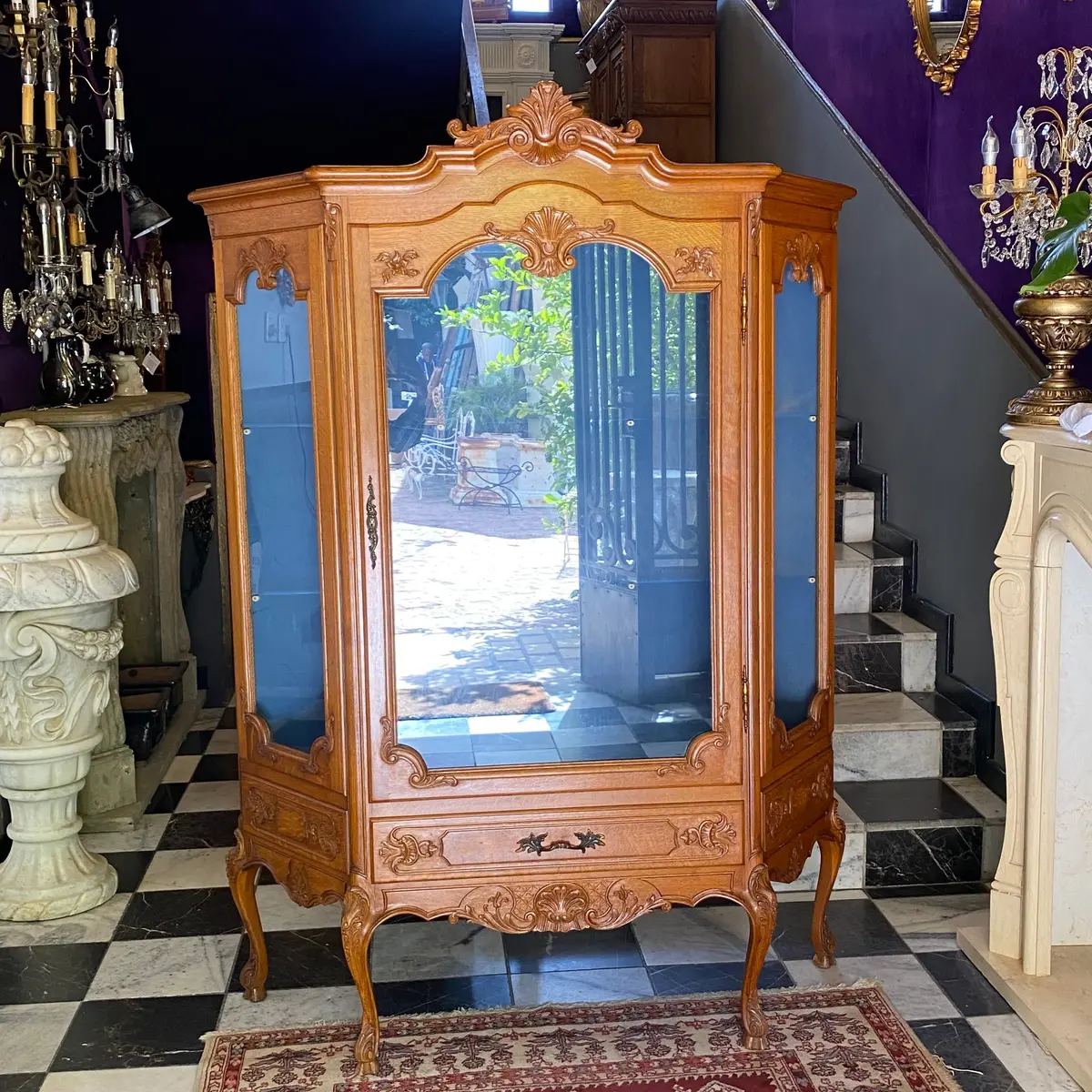 Antique Oak Display Cabinet 1