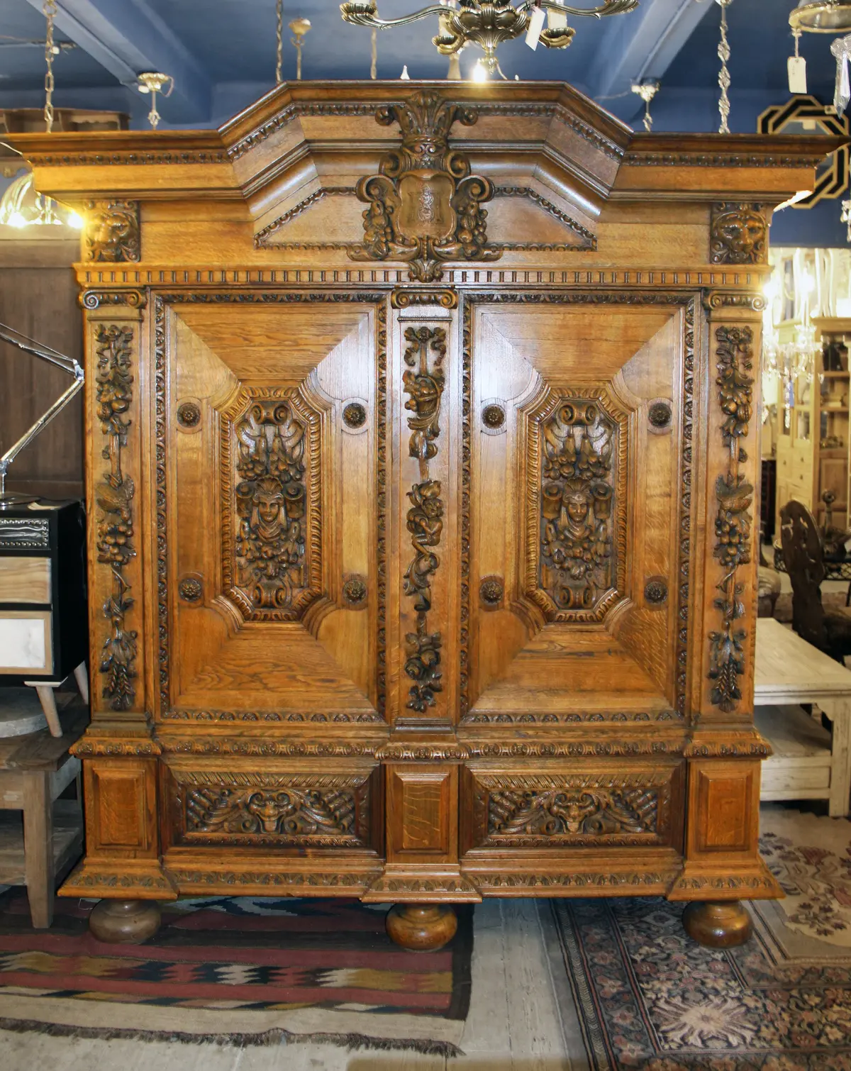 Antique Early 19Th Century Oak German Linen Cabinet - Sold 1