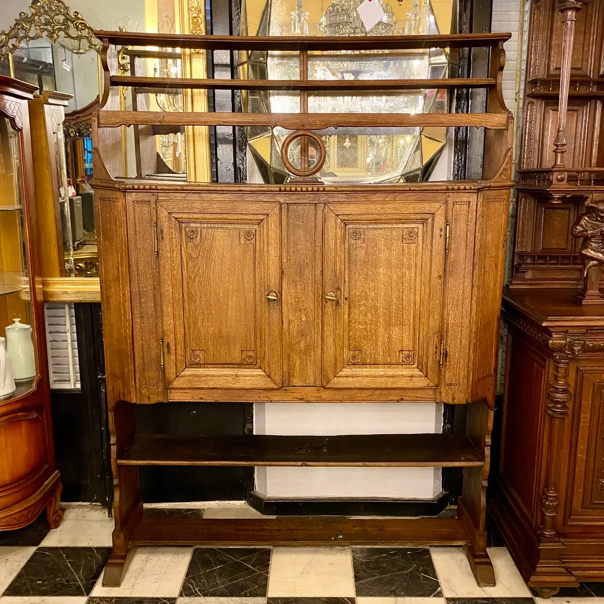Antique Entrance Hall Oak Cabinet 1