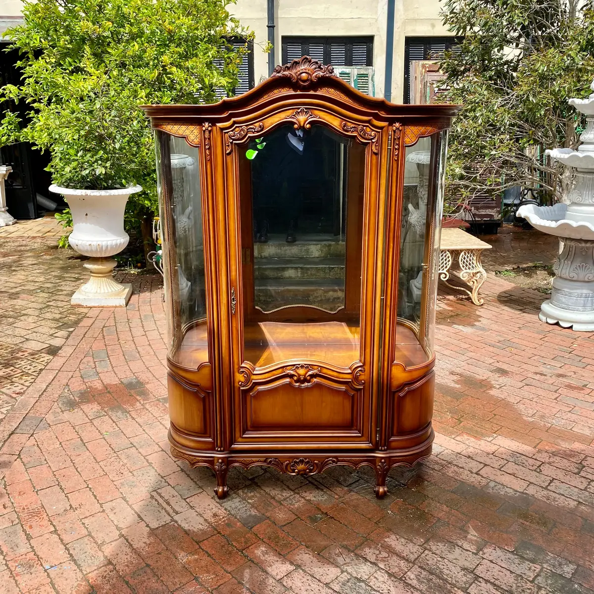 Beautiful Antique Walnut Display Cabinet 1