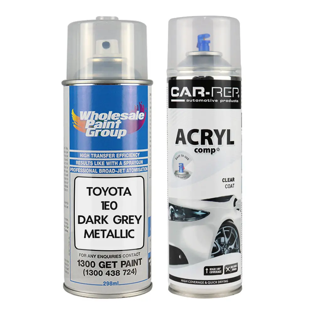 Auto Car Touch Up Spray Paint For Toyota 1E0 Dark Grey Metallic Plus 1K Clear Coat 1