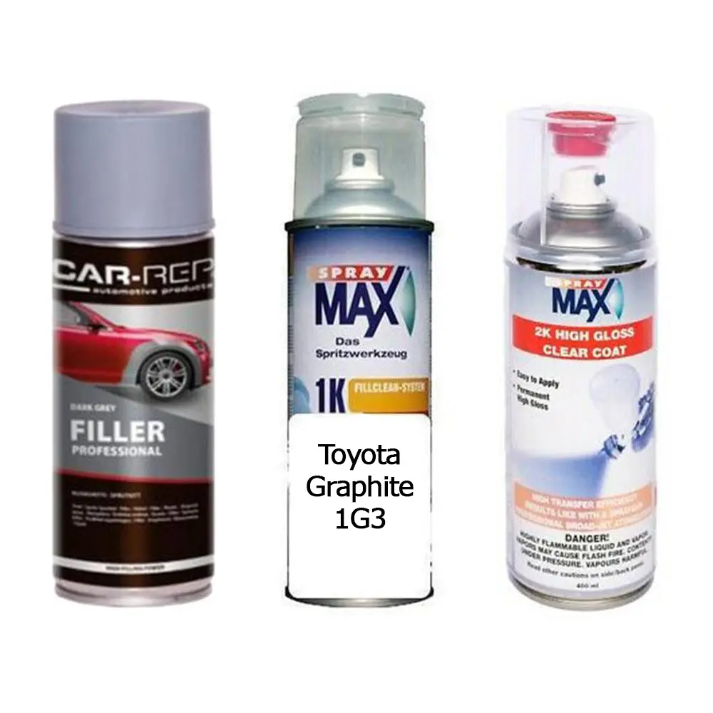 Auto Touch Up Paint For Toyota 1G3 Graphite Plus 2K Clear Coat & Primer 1