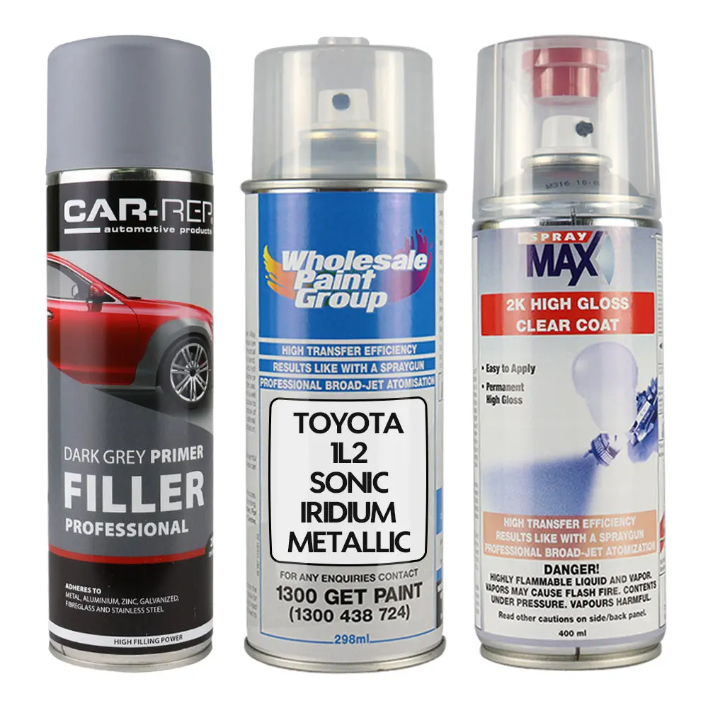 Auto Car Touch Up Spray Paint For Toyota 1L2 Sonic Iridium Metallic Plus 2K Clear Coat & Primer 1