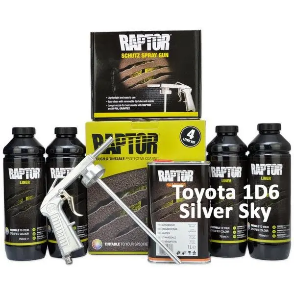 U-Pol Raptor Tintable For Toyota 1D6 Silver Sky Protective Bed Liner Kit 4L + Schutz 1