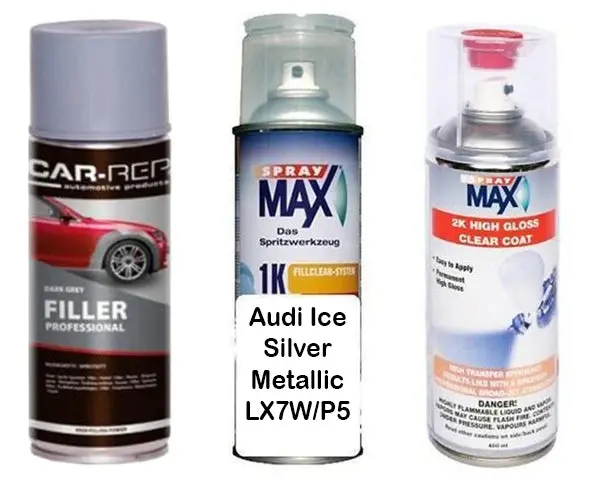Auto Touch Up Paint Audi Ice Silver Metallic Lx7w/P5 Plus 2K Clear Coat & Primer 1