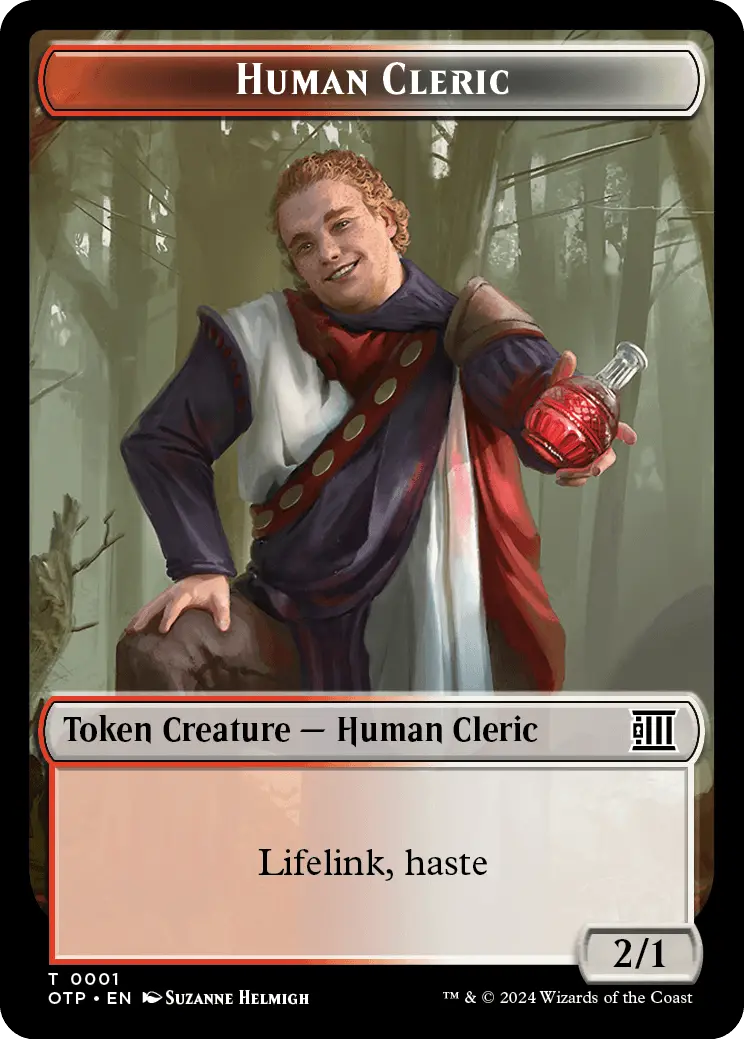 Human Cleric // Plot Double-Sided Token [Outlaws Of Thunder Junction Tokens] 1