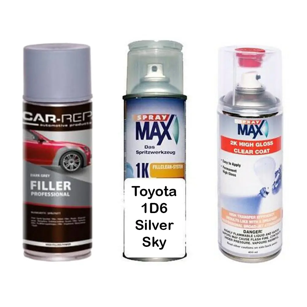 Auto Touch Up Paint For Toyota  1D6 Silver Sky Plus 2K Clear Coat & Primer 1