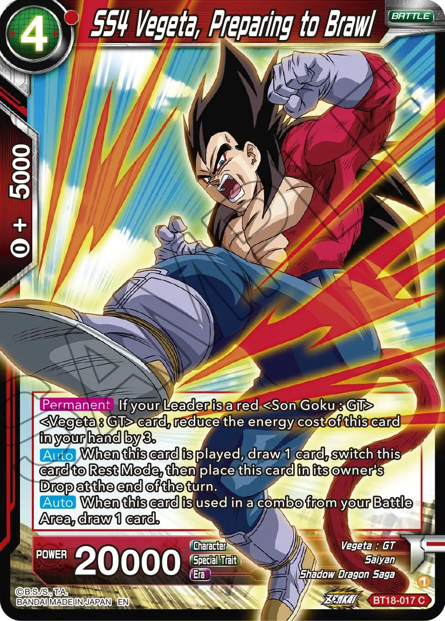 Ss4 Vegeta, Preparing To Brawl (Bt18-017) [Dawn Of The Z-Legends] 1