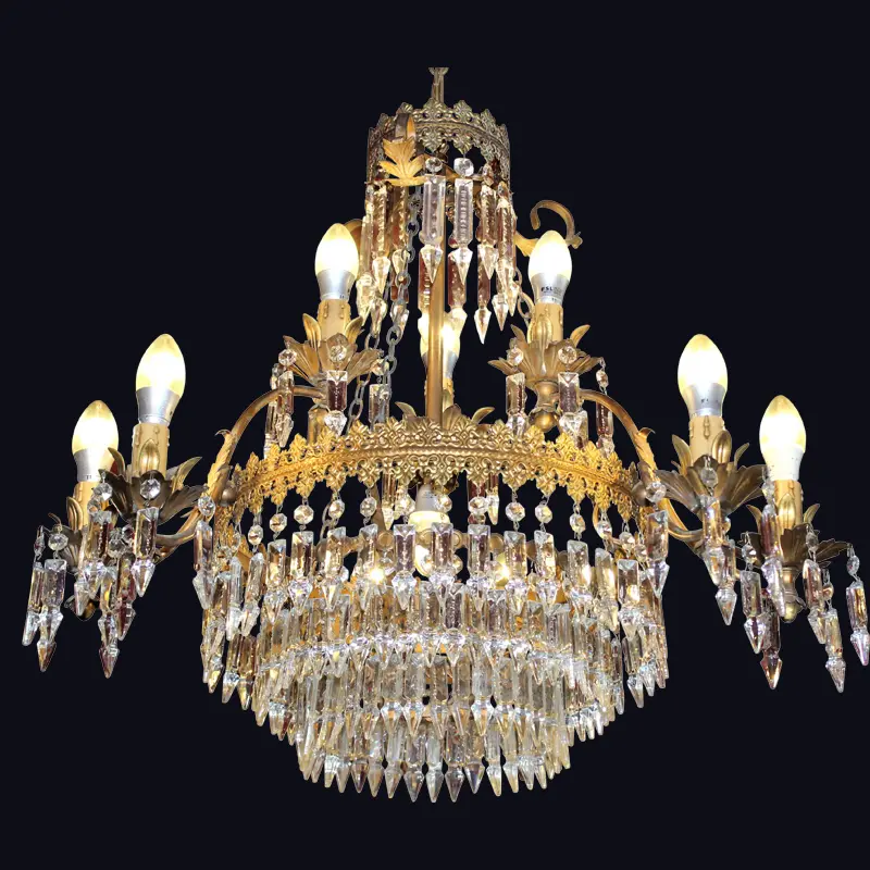 Beautiful Antique Neoclassical Chandelier With Arrowhead Crystals -Sold 1