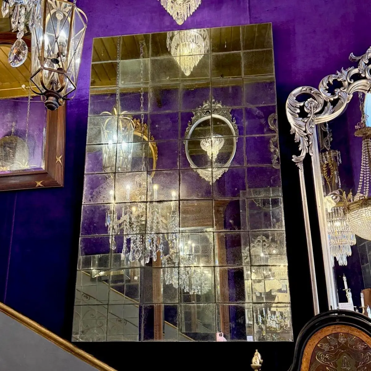 Aged Panelled Mirror 1