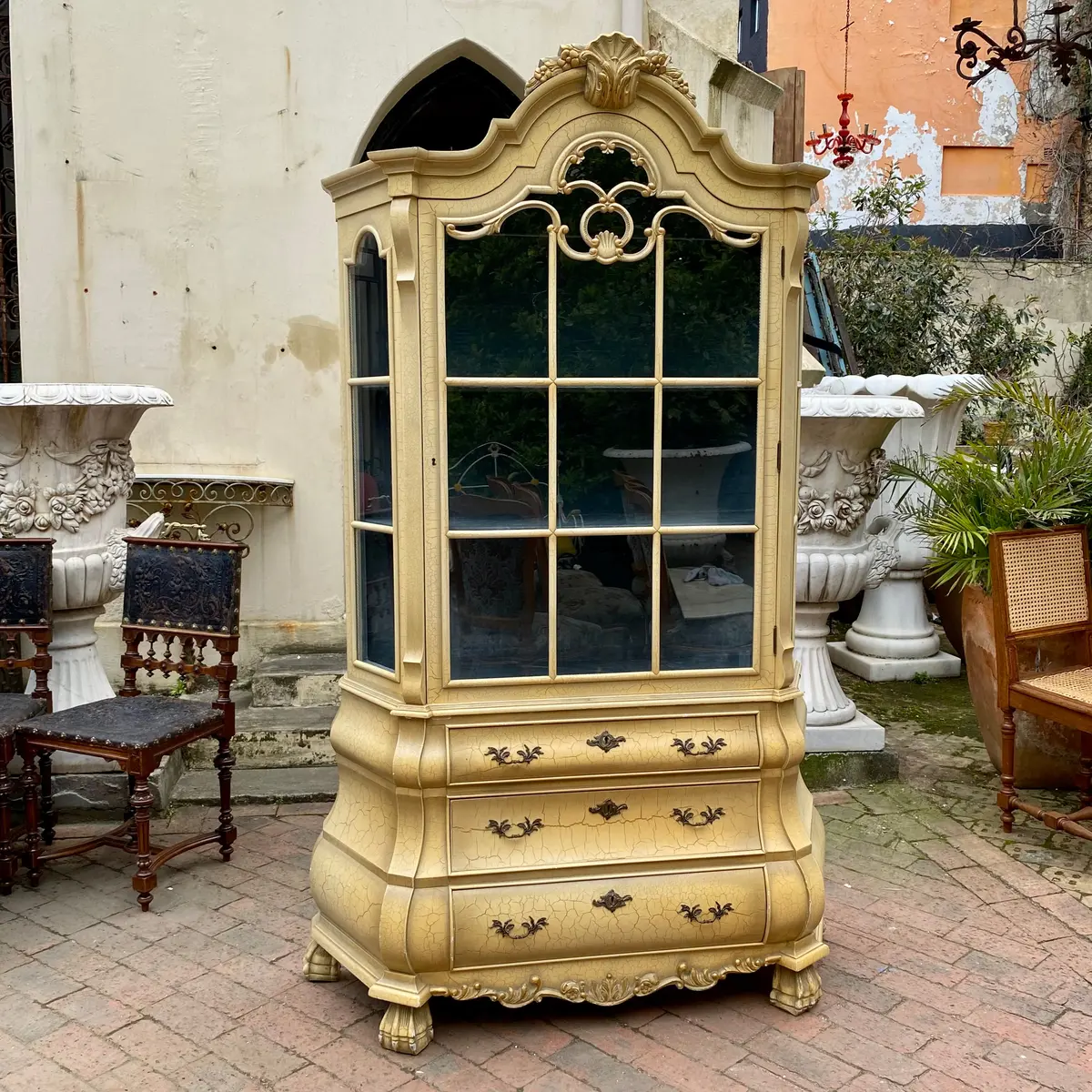 Beautiful Antique Bombe Display Unit 1