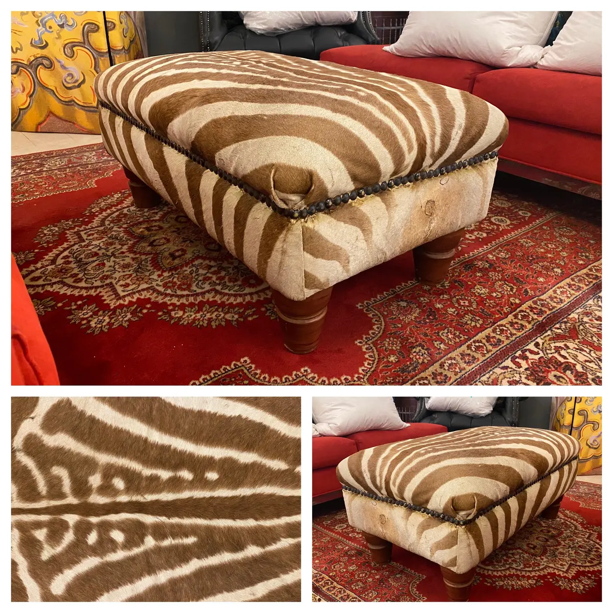Vintage Zebra Skin Ottoman - Sold 1