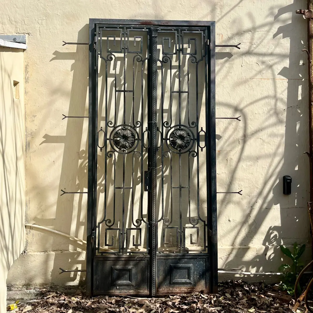 Antique Forged Steel Gate With Frame & Mounting Brackets — Argentina, Early 20Th Century 1