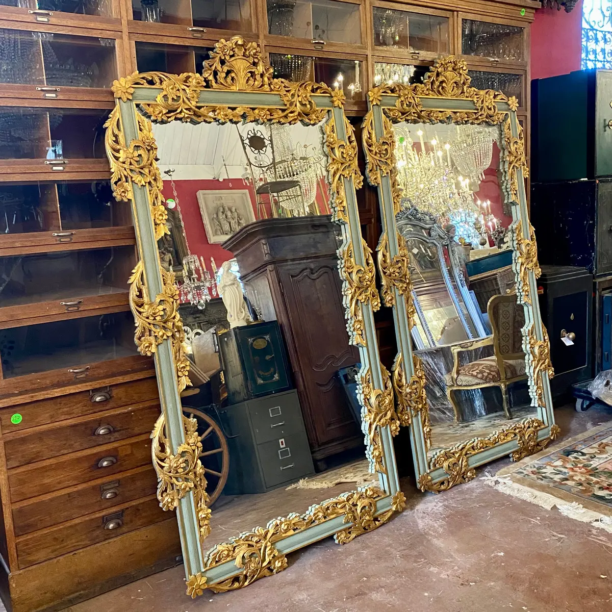 Antique French Mirror With Gold Carved Detail - Sold 2
