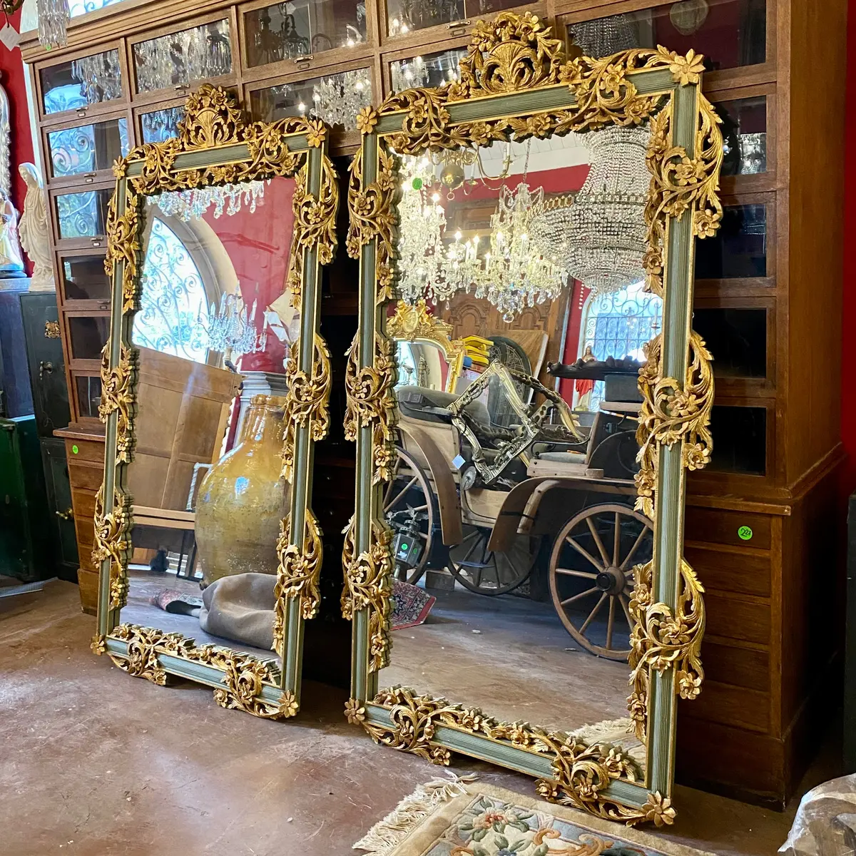 Antique French Mirror With Gold Carved Detail - Sold 1
