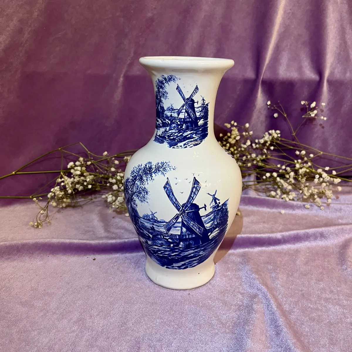 Delft Blue Windmill Vase 1