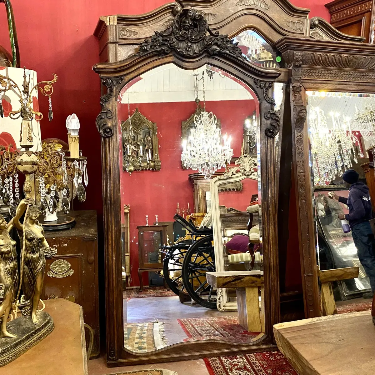 Large Antique Carved Oak Mirror - Sold 1