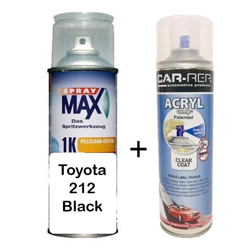 Auto Touch Up Paint For Toyota 212 Black Plus 1K Clear Coat 1