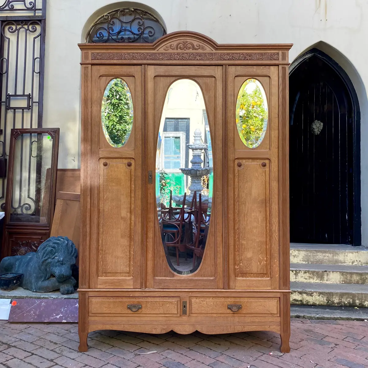 Antique French Country Oak Wardrobe - Sold 1
