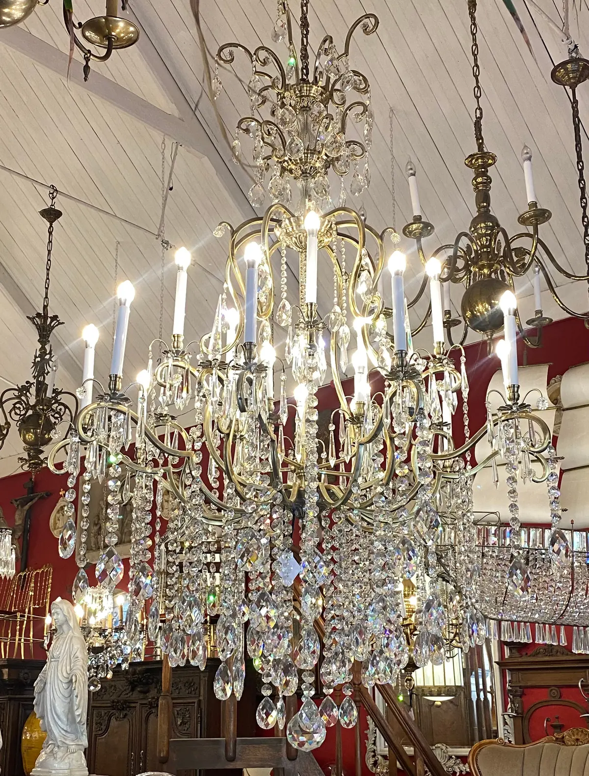 Very Large Italian Cage Chandelier - Brass - Sold 1