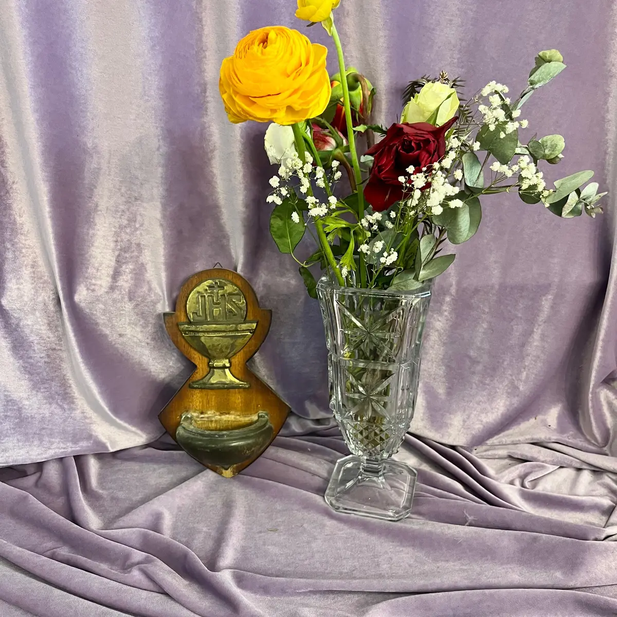 Ihs Chalice Brass Holy Water Font 1