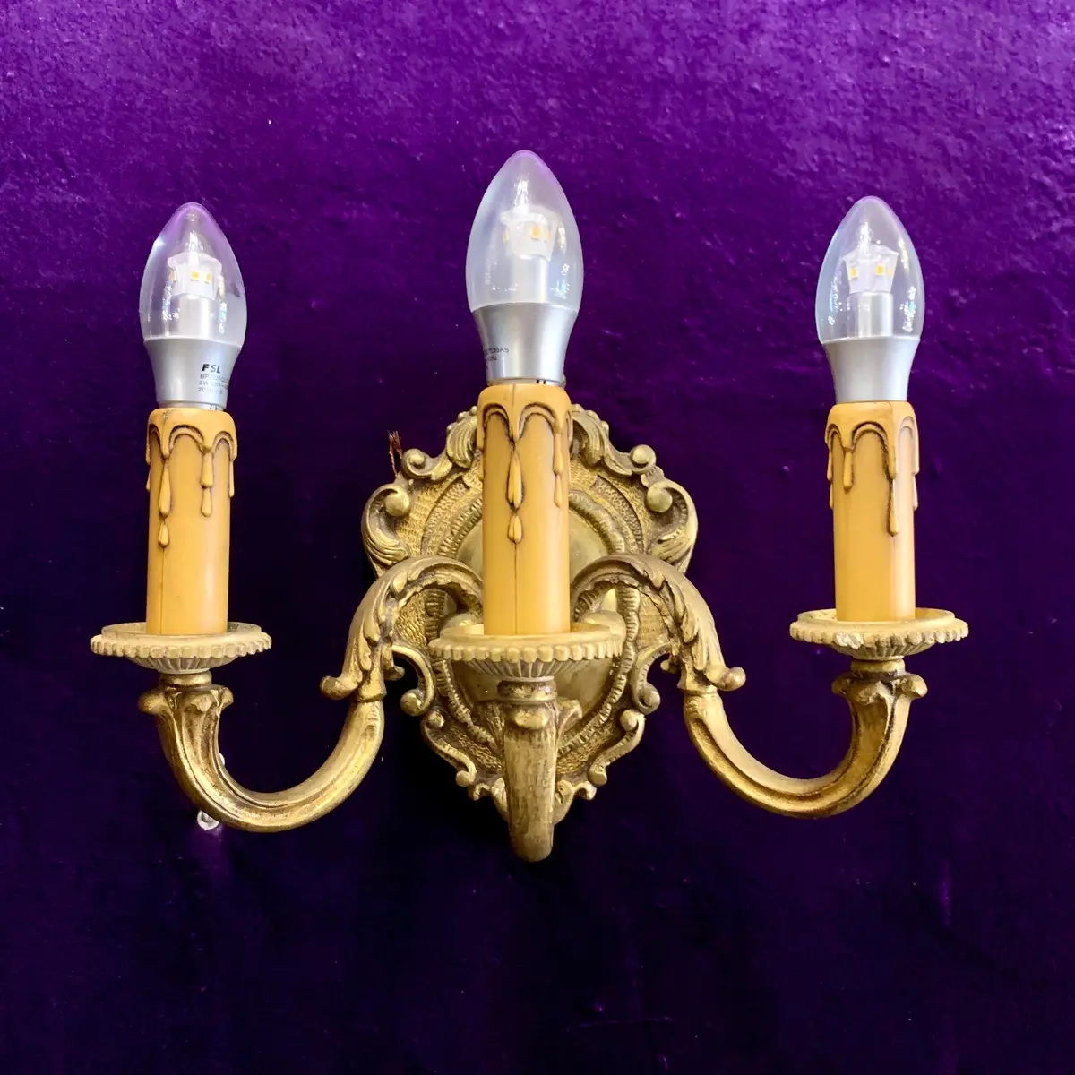 Antique Pair Of Brass Sconce - Sold 1
