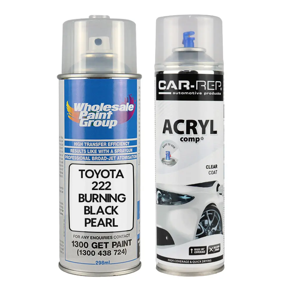 Auto Car Touch Up Spray Paint For Toyota 222 Burning Black Pearl Plus 1K Clear Coat 1