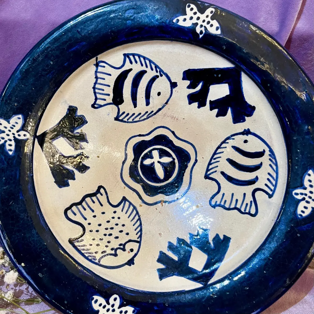 Hand-Painted Coastal Ceramic Plate - Sold 2