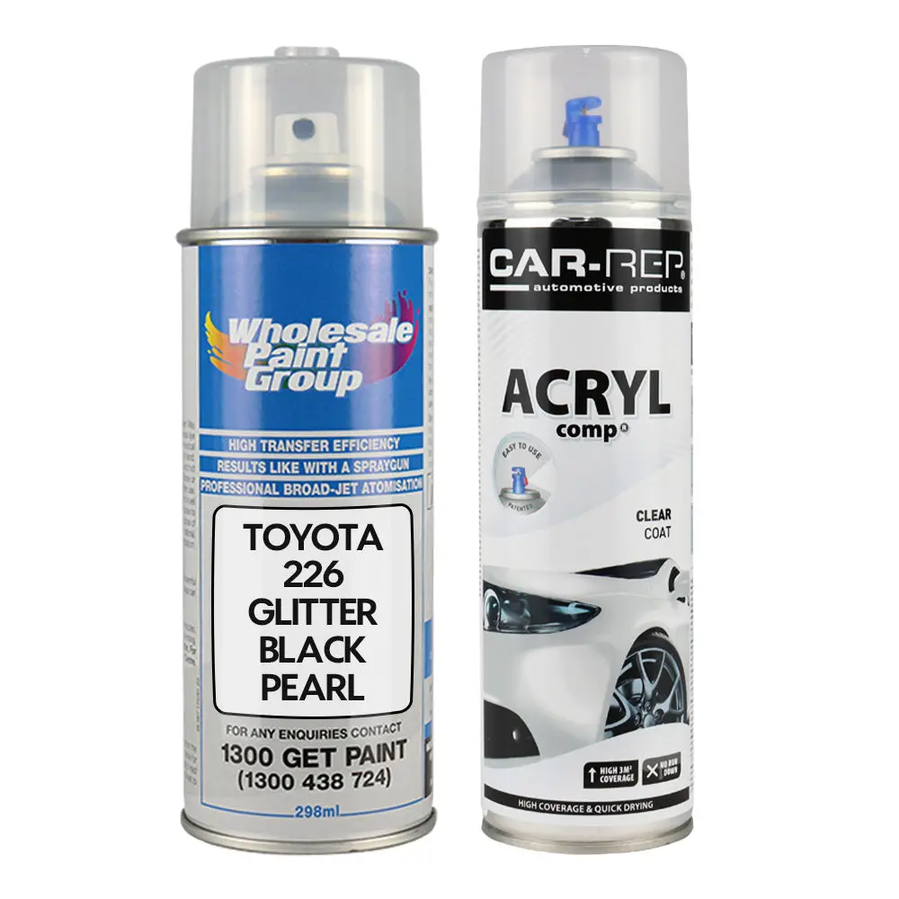 Auto Car Touch Up Spray Paint For Toyota 226 Glitter Black Pearl Plus 1K Clear Coat 1