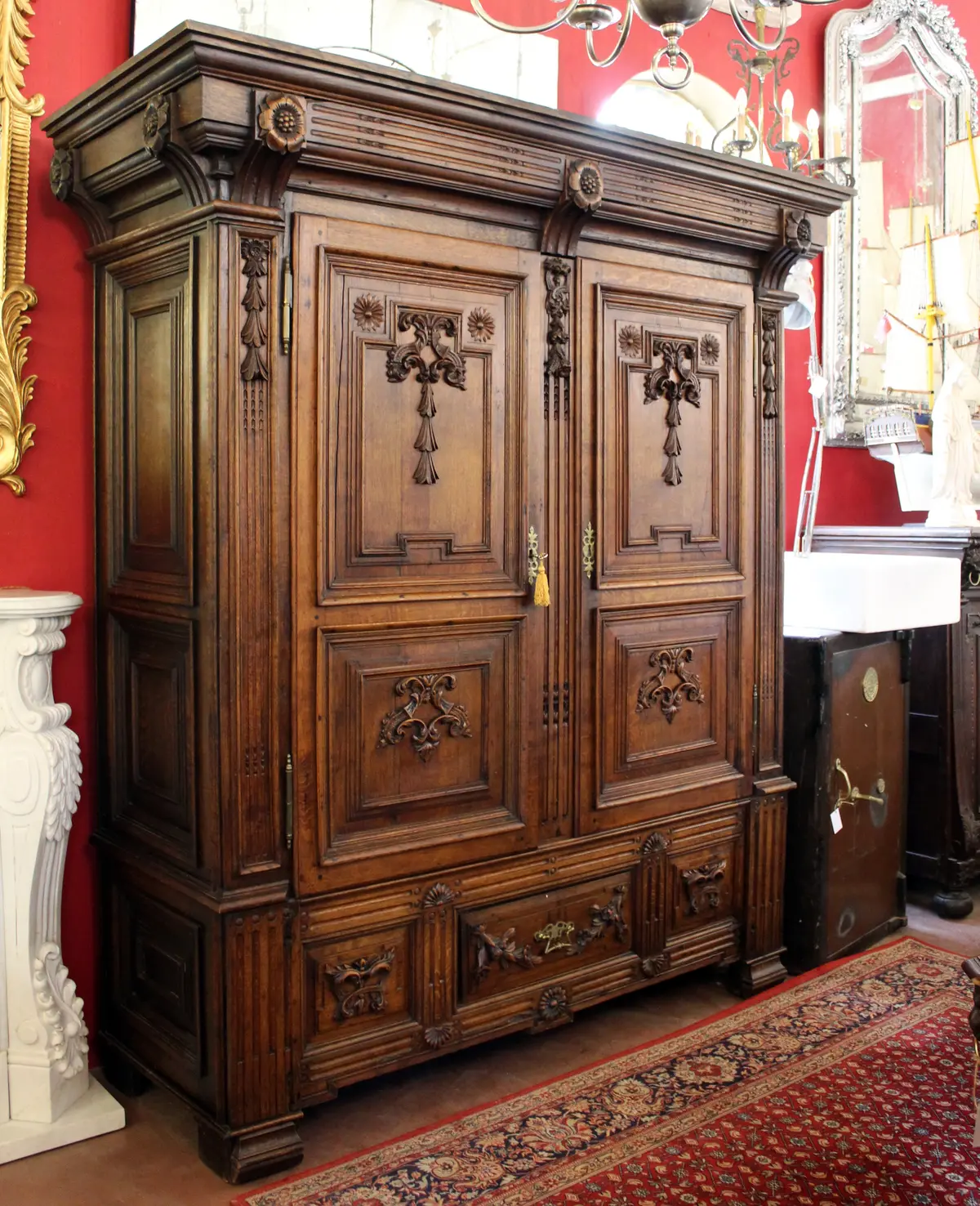 18Th Century Ornately Carved French Oak Armoire - Sold 1