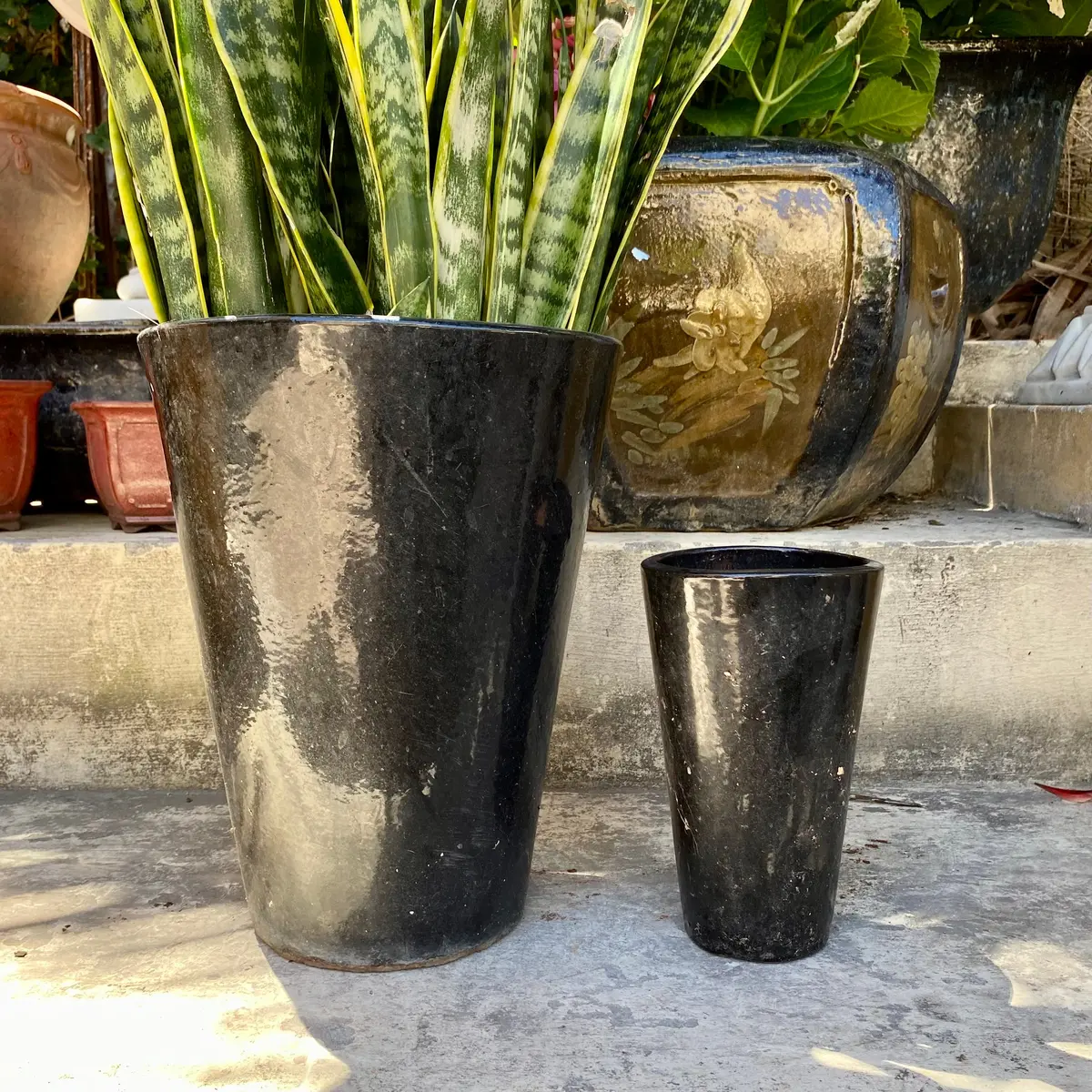 Black Glazed Terracotta Pot 1