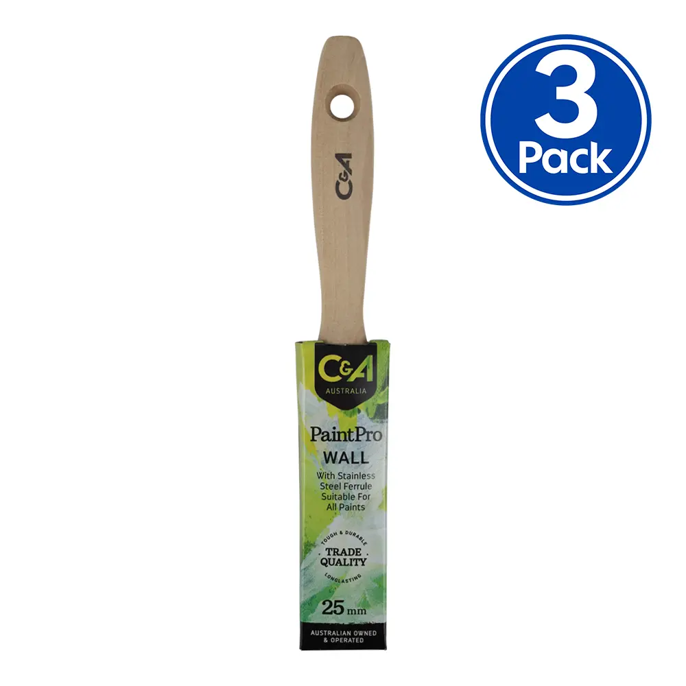 C&A Brushware Paintpro Wall Brush 25Mm X 3 Pack Trade Industrial Commercial 1
